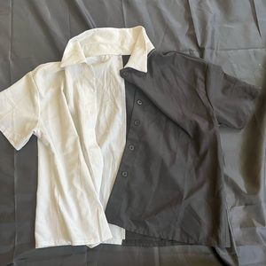 Half black and white button down